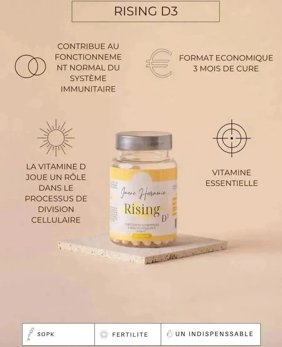 Bénéfices du complément alimentaire rising d3 de la marque Imane Harmonie