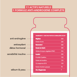 Anti-androgène, antioxydant, détox hormonal, sensibilité insuline, sébum et peau