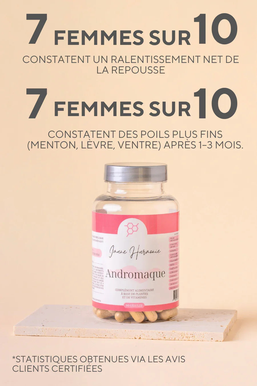 Complément anti-androgène pour femmes atteintes de SOPK, aide à réduire naturellement la testostérone, l’hirsutisme et à rééquilibrer les hormones
