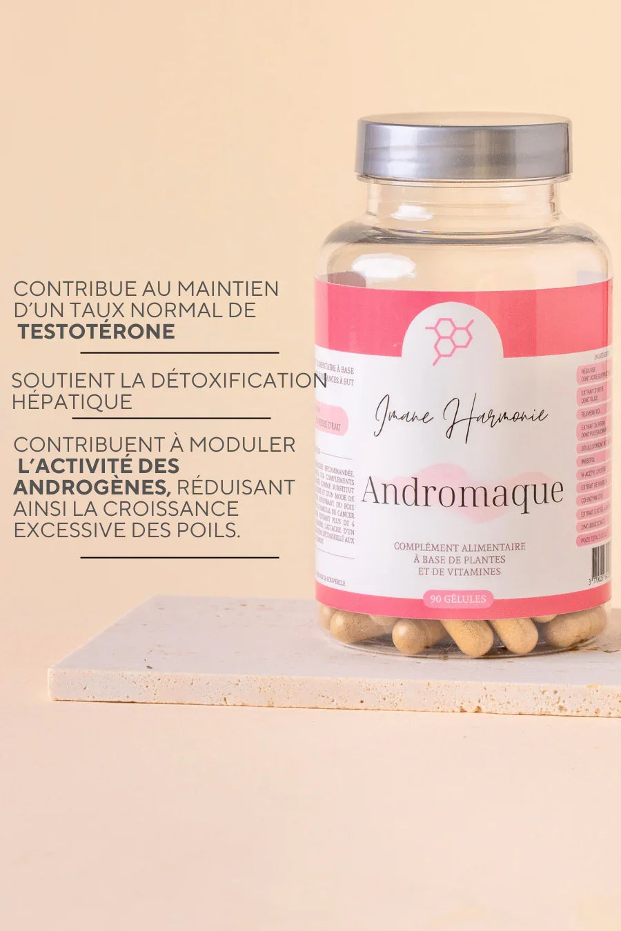 Complément anti-androgène pour femmes atteintes de SOPK, aide à réduire naturellement la testostérone, l’hirsutisme et à rééquilibrer les hormones