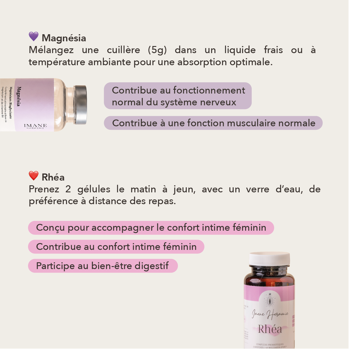 contribue au fonctionnement normal du système nerveux , fonction musculaire normale, accompagner le confort intime féminin , contribue au confort intime féminin, participe au bien etre digestif 