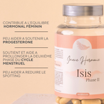 Complément phase lutéale avec gattilier, yam, ortie, reishi, arginine, CoQ10, acide alpha-lipoïque, vitamines B6/B9 actives et vitamine E pour soutenir la progestérone, la qualité de l’endomètre et l’implantation.