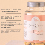 Complément phase lutéale avec gattilier, yam, ortie, reishi, arginine, CoQ10, acide alpha-lipoïque, vitamines B6/B9 actives et vitamine E pour soutenir la progestérone, la qualité de l’endomètre et l’implantation.