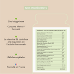 zinc bisglycinate, curcuma meriva , vitamine b6, extrai de chardon marie ...