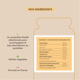 Reishi, gattilier, coenzyme q10, actée à grappe, vitamine B6, vitamine B9 et autres