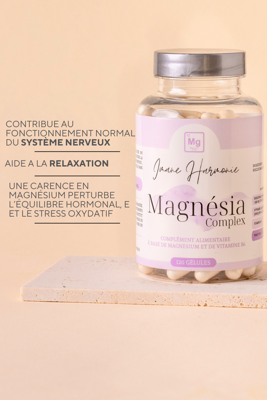 Complément en magnésium pour femmes atteintes de SOPK, aide à réduire le stress, réguler la glycémie et soutenir l’équilibre hormonal