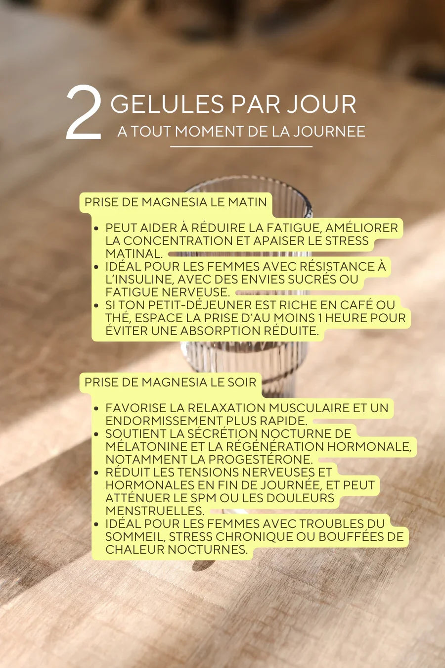 Complément en magnésium pour femmes atteintes de SOPK, aide à réduire le stress, réguler la glycémie et soutenir l’équilibre hormonal