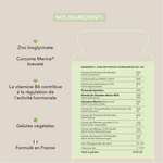 zinc bisglycinate, curcuma meriva , vitamine b6, extrai de chardon marie ...