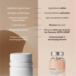 Olympia : Ingrédients synergiques, concentrations optimales , sans excipients inutiles, 40 jours de cure, marque créee par et pour les femmes SOPK, communauté et accompagnement
