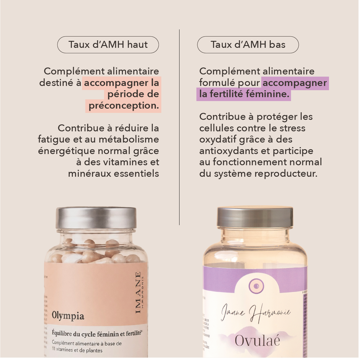 olympia pour taux d'amh haut et ovulae pour taux d'amh bas