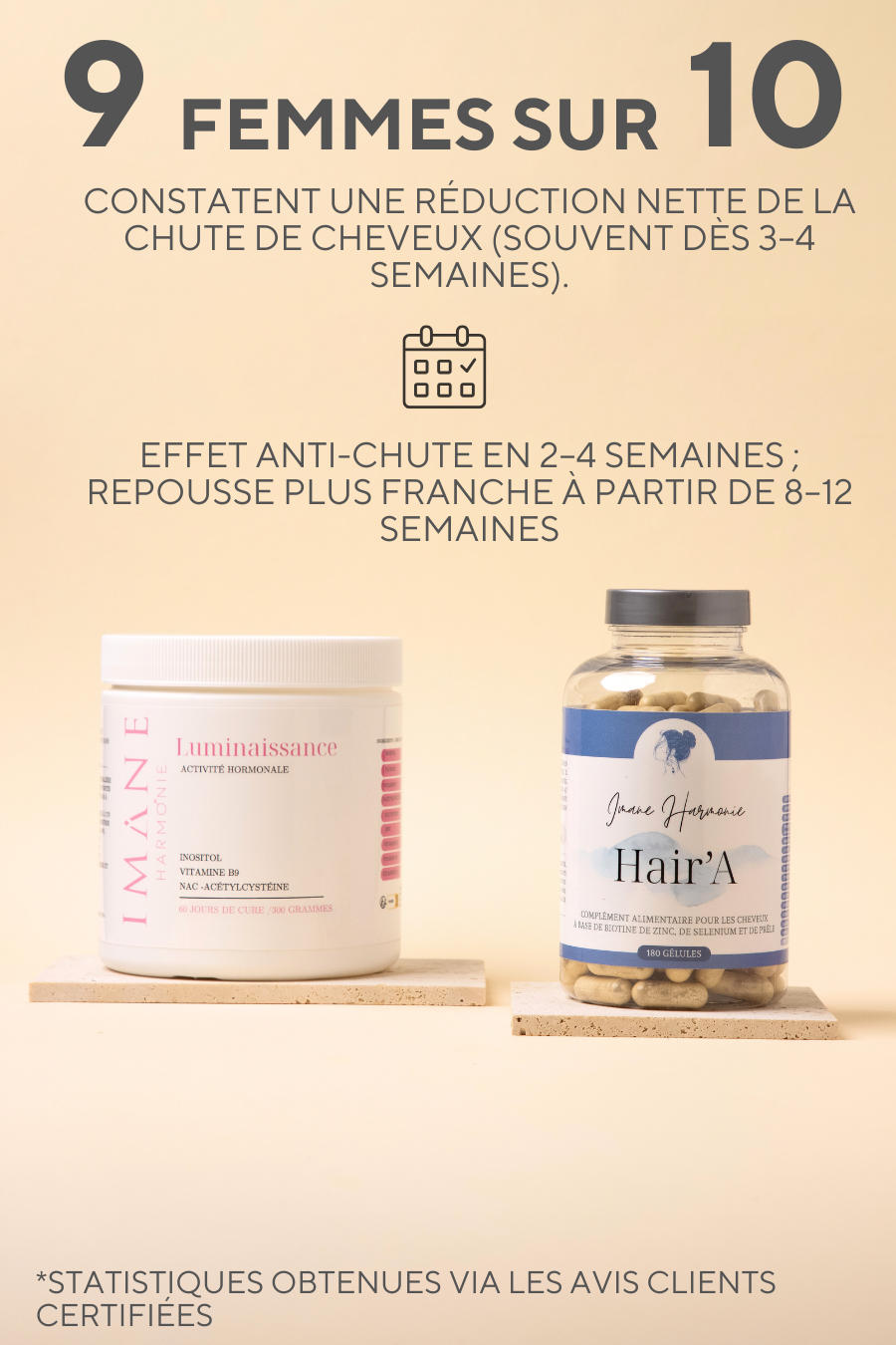 Complément anti-chute cheveux pour SOPK associant lysine, arginine, prêle, saw palmetto, cystine, méthionine, fer, zinc, biotine, sélénium et mélatonine pour freiner la chute, stimuler la repousse et renforcer la fibre capillaire.