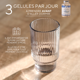 Complément anti-chute cheveux pour SOPK associant lysine, arginine, prêle, saw palmetto, cystine, méthionine, fer, zinc, biotine, sélénium et mélatonine pour freiner la chute, stimuler la repousse et renforcer la fibre capillaire.