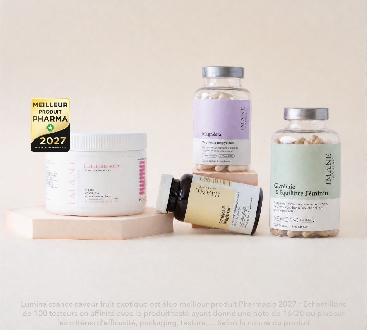 Pack Résistance à l'insuline Imane Harmonie : Luminaissance, Glycémie et Équilibre Féminin, Neptune oméga-3 et Magnésia