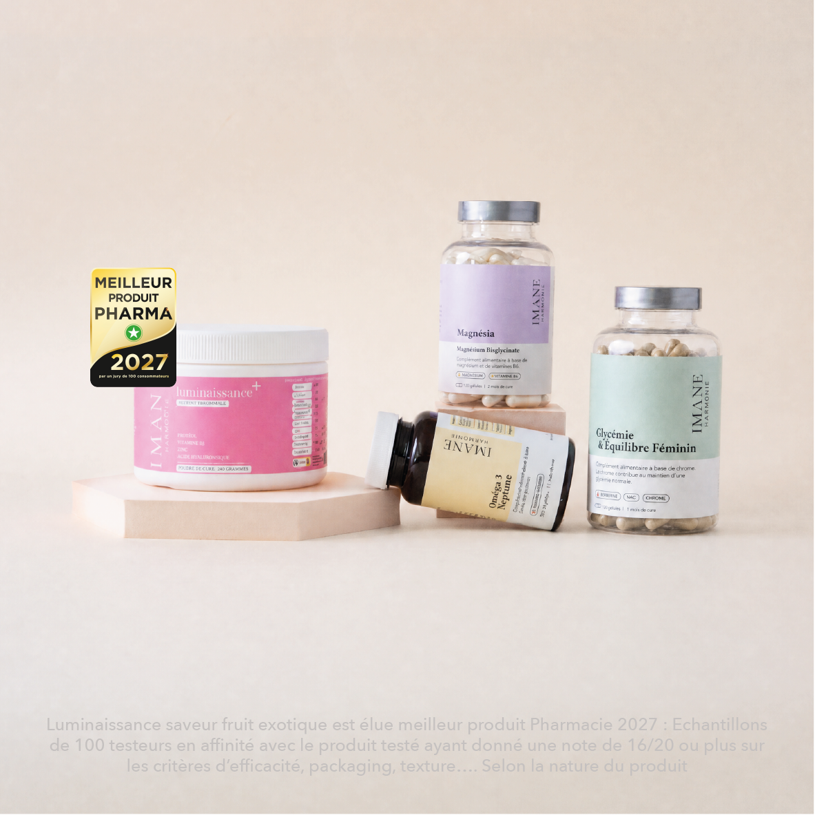 Pack Résistance à l'insuline Imane Harmonie : Luminaissance fruit exotique, Glycémie et Équilibre Féminin, Neptune oméga-3 et Magnésia
