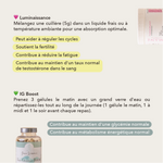 peut aider à réguler les cycles, soutient la fertilité ,contribue à réduire la fatigue, ig boost : contribue au maintien d'une glycémie normale, contribue au métabolisme énergétique normal