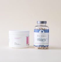 Complément anti-chute cheveux pour SOPK associant lysine, arginine, prêle, saw palmetto, cystine, méthionine, fer, zinc, biotine, sélénium et mélatonine pour freiner la chute, stimuler la repousse et renforcer la fibre capillaire.