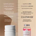 Nous: Ingrédients synergiques, dosages cliniques, sans excipients inutiles, formule inovante développé en 2022 et qui a fait ses preuves, marque créée par et pour les femmes SOPK, communauté et accompagnement