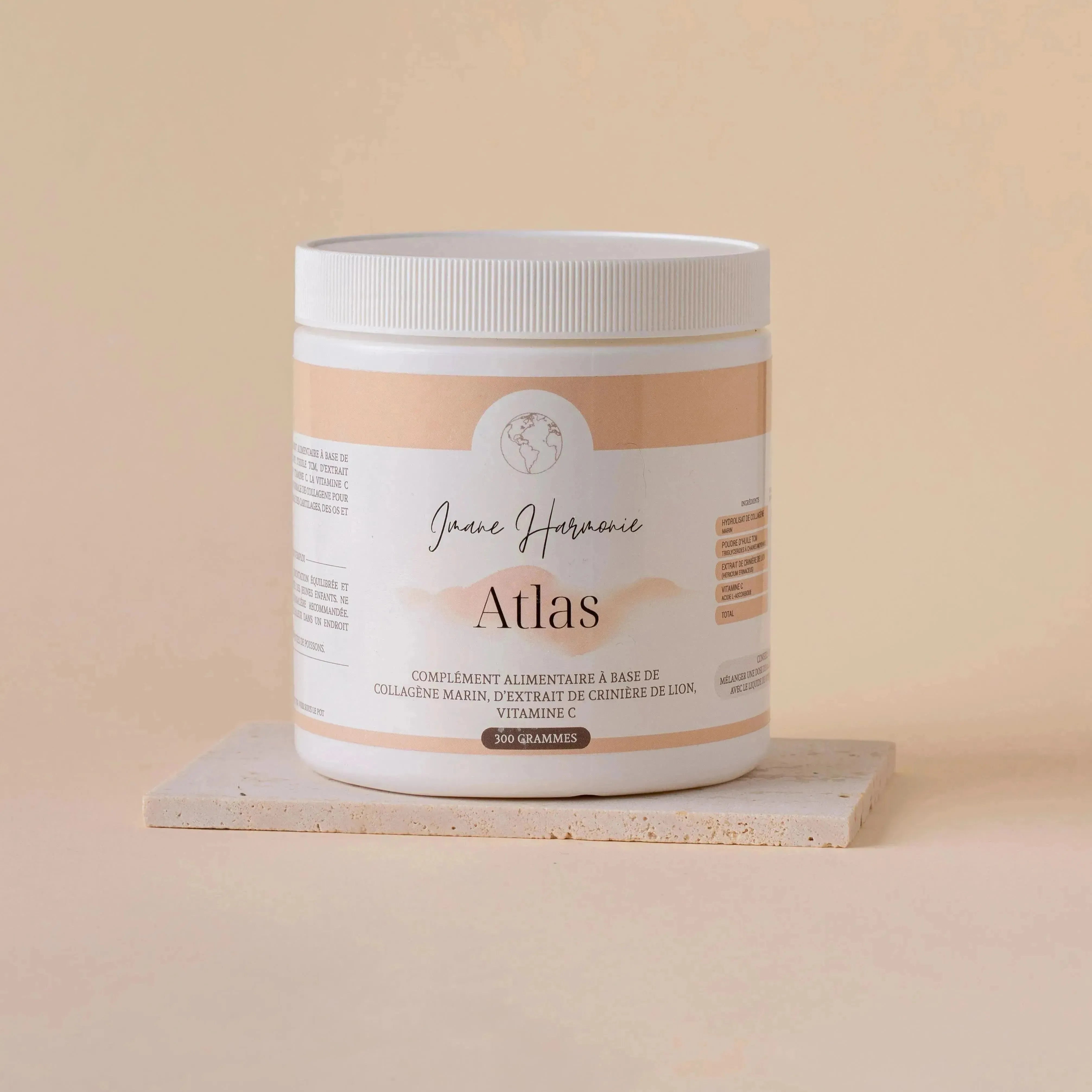 Complément alimentaire en poudre Atlas avec du Collagène et Régule la glycémie de la marque Imane Harmonie