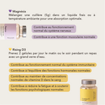 contribue au fonctionnement normal du système nerveux, fonction musclaire normale, fonctionnement normal dusystème immunitaire, fonction psychologiques normales