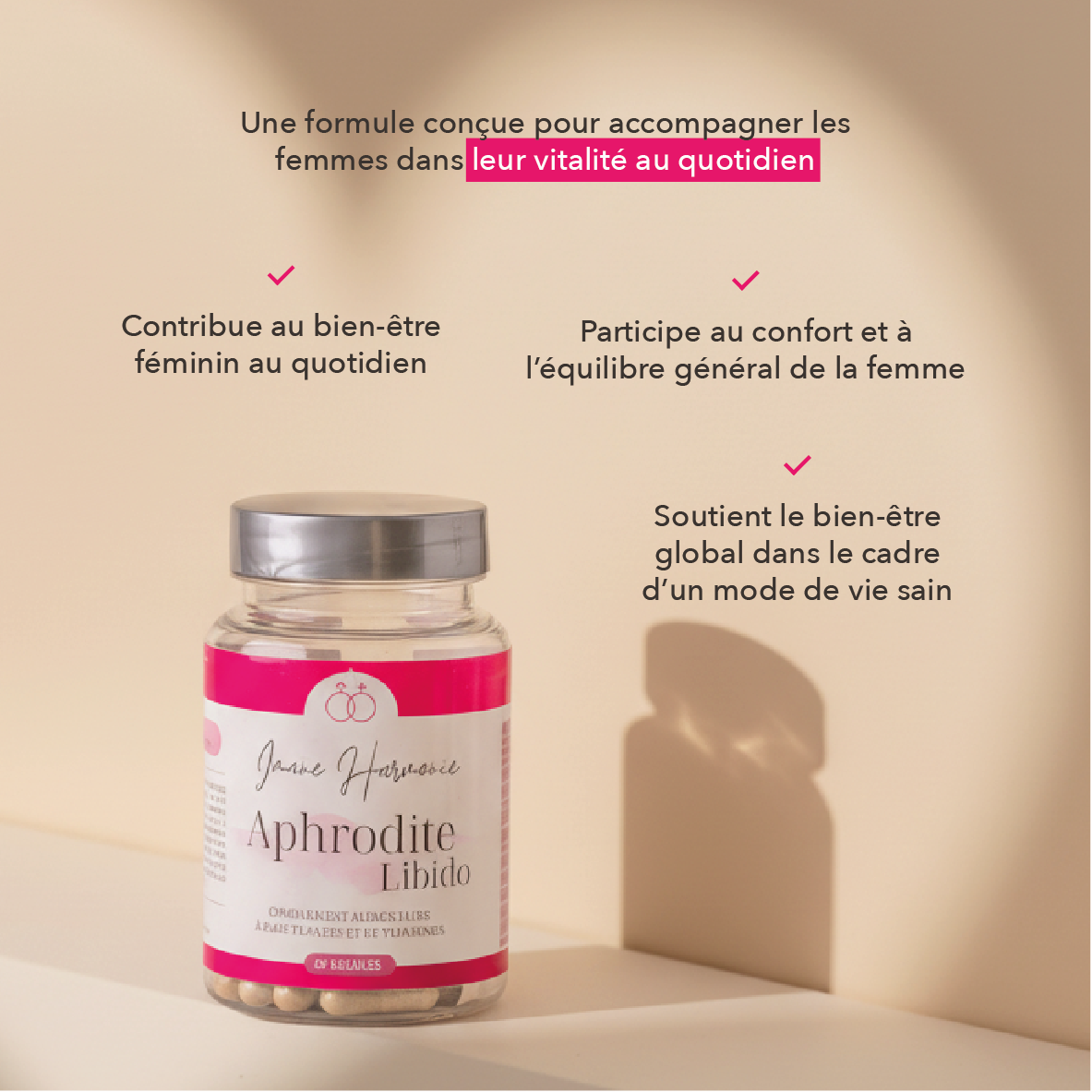 contribue au bien-etre féminin au quotidien, participe au confort et à l'équilibre général de la femme, soutient le bien etre global dans le cadre d'un mode de vie sain