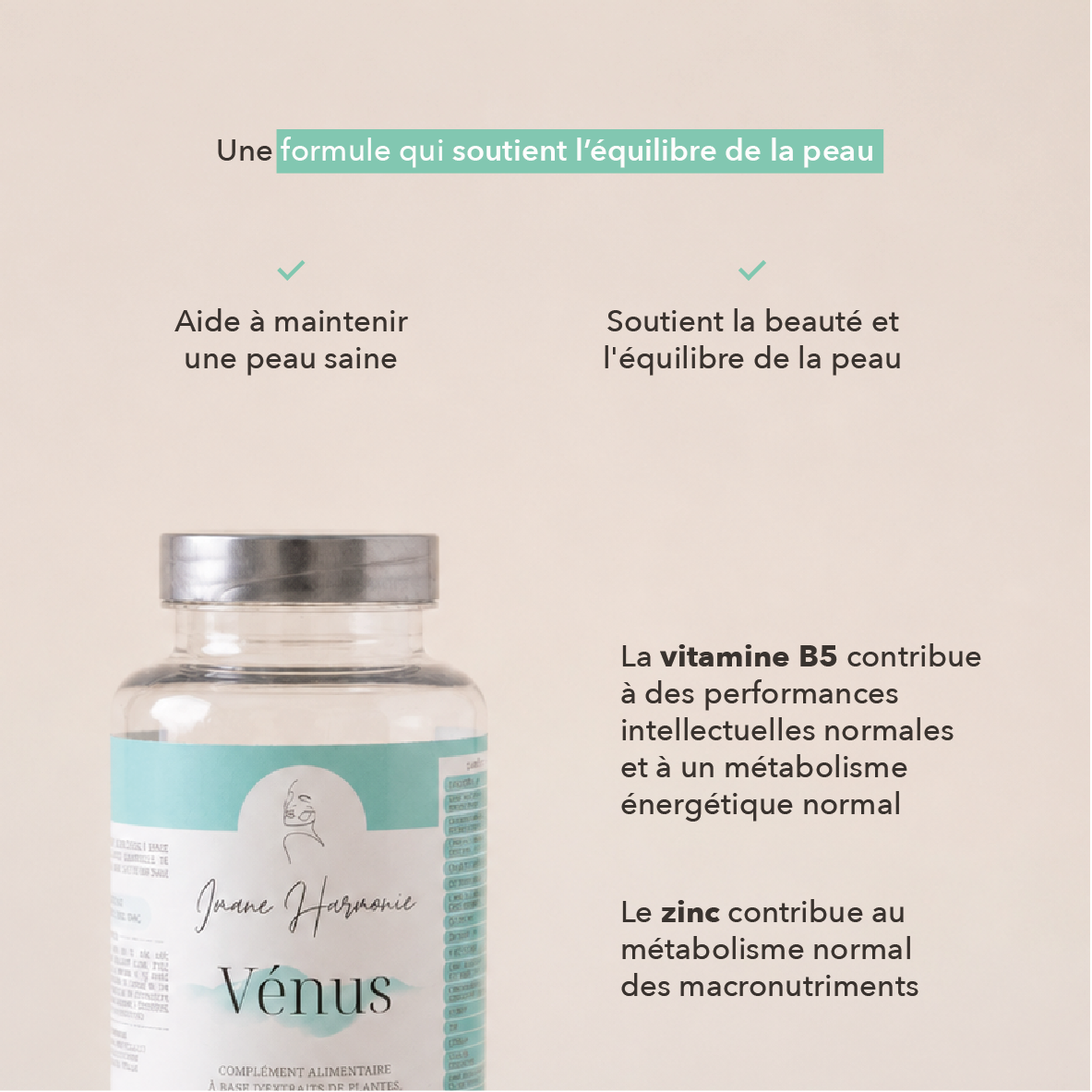 Aide à maintenir une peau saine, soutient la beauté et l'équilibre de la peau