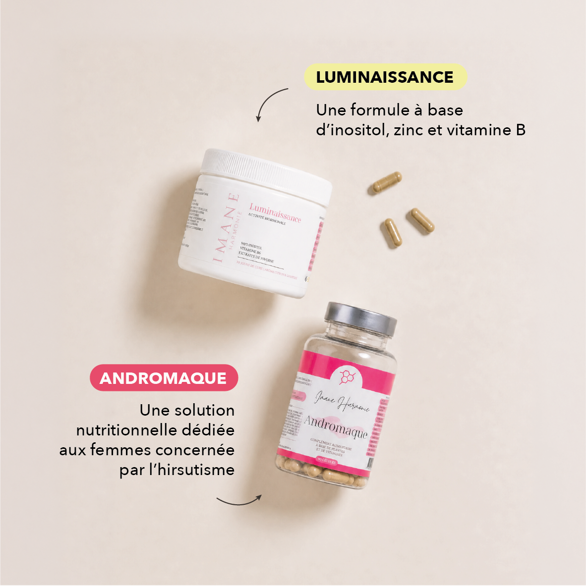 inositol, zinc, vitamine B, solution nutritionelle dédiée aux femmes concernées par l'hirsutisme
