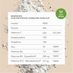 inositol, taurine, vitamine c , acetylcysteine,glutathion, zinc, vitamine b6,b9,b12. Vegan