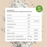 inositol, taurine, vitamine c , acetylcysteine,glutathion, zinc, vitamine b6,b9,b12. Vegan