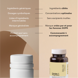 neptune : ingrédients ciblés, concentration optimales, sans excipients inutiles, marque créée par et pour les femmes SOPK, communauté & accompagnement 