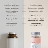 Olympia : Ingrédients synergiques, concentrations optimales , sans excipients inutiles, 40 jours de cure, marque créee par et pour les femmes SOPK, communauté et accompagnement
