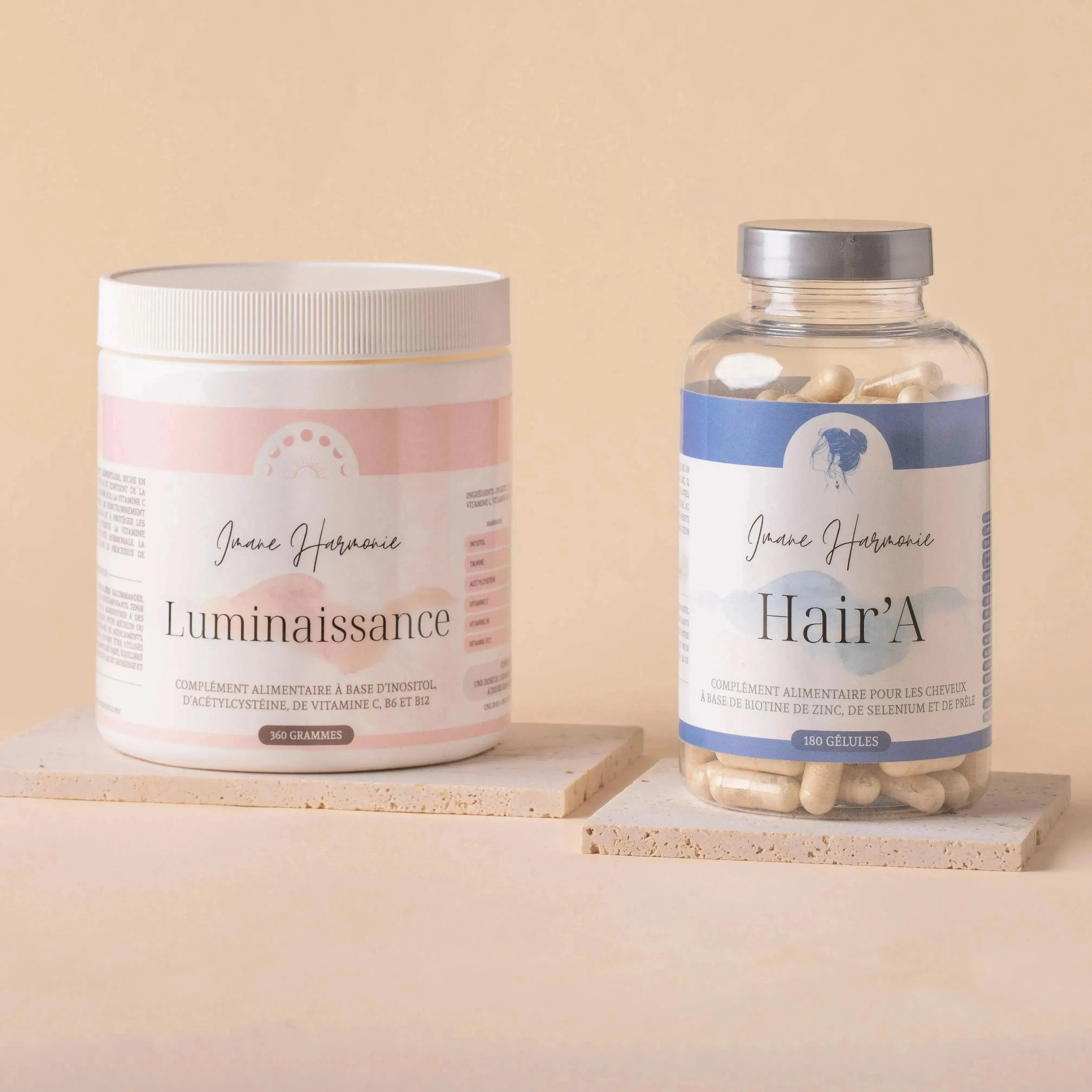 Compléments alimentaires qui sont dans le pack cheveux de la marque Imane Harmonie