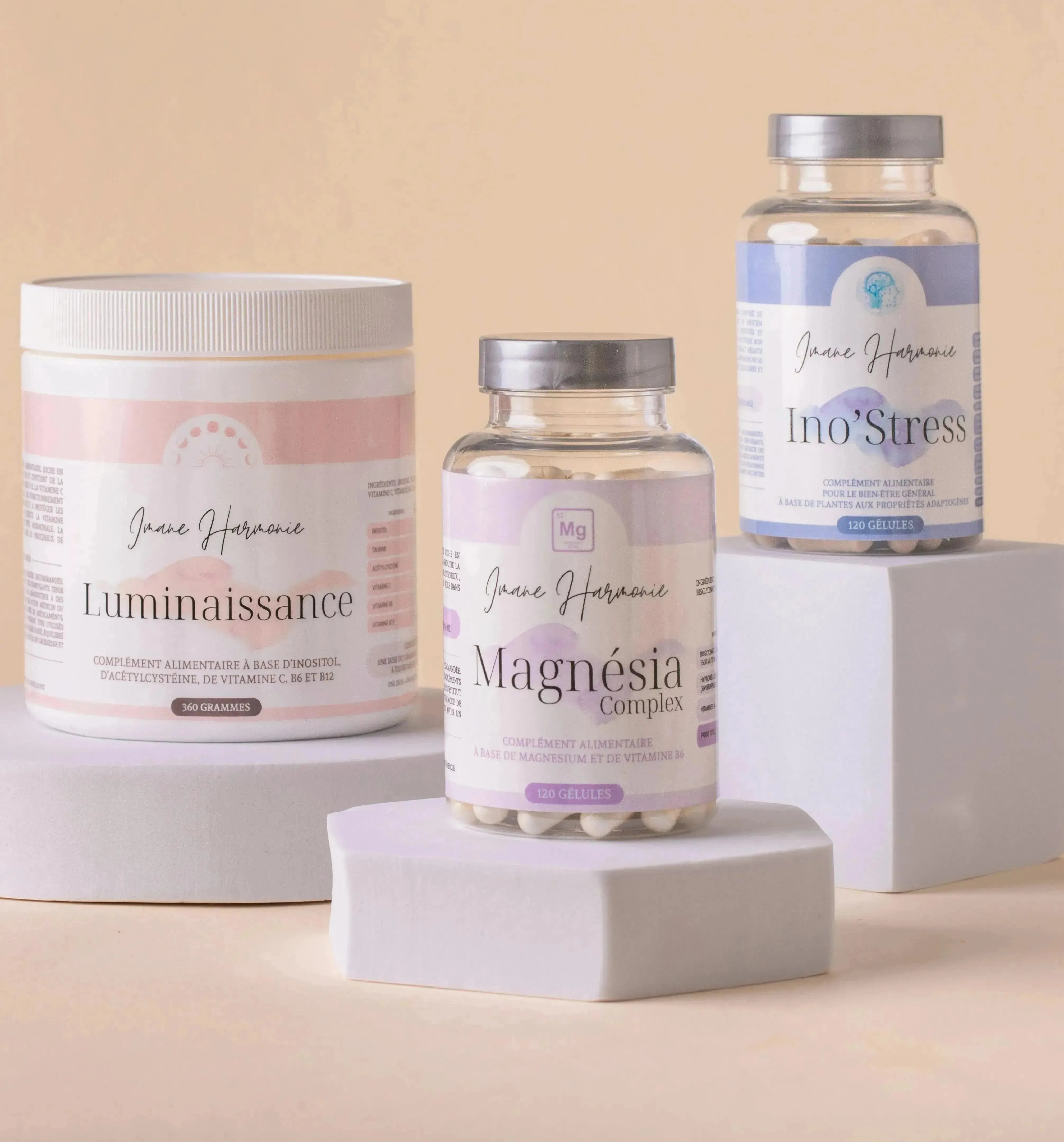 compléments alimentaires qui compose le pack zen de la marque  Imane Harmonie