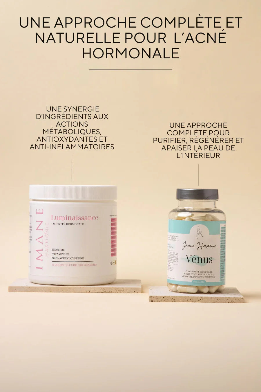 Complément naturel qui réduit l’acné hormonale, détoxifie le foie, équilibre le microbiote et apaise l’inflammation, idéal en cas de SOPK ou d’excès d’androgènes.