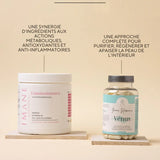 Complément naturel qui réduit l’acné hormonale, détoxifie le foie, équilibre le microbiote et apaise l’inflammation, idéal en cas de SOPK ou d’excès d’androgènes.