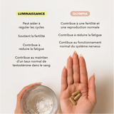 peut aider à réguler les cycles, soutient la fertilité, contribue à réduire la fatigue, contribue à une fertilité et une reproduction normale, contribue à réduire la fatigue, contribue au fonctionnement du système nerveux
