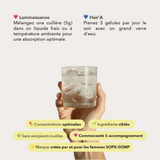 melanger une cuillere de luminaissance dans un liquide frais et prendre 3 gélules par jour le soir 